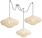 Stoffen Eettafel / Eetkamer Japandi hanglamp beige 50cm 3-lichts - PluJapandi E27 rond Binnenverlichting Lamp
