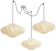Stoffen Eettafel / Eetkamer Japandi hanglamp beige 50cm 3-lichts - PluJapandi E27 rond Binnenverlichting Lamp