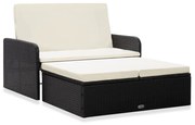 vidaXL 2-delige Loungeset met kussens poly rattan zwart