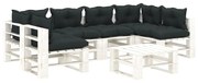 vidaXL 7-delige Loungeset met antracietkleurige kussens pallet hout