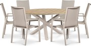 Tuinset Ronde Tuintafel 6 personen 150 cm Aluminium Zand/Beige  Lifestyle Garden Furniture Ultimate/Ancona