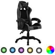 vidaXL Racestoel met RGB LED-verlichting kunstleer grijs en zwart