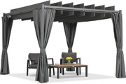 Antraciet Malaga terraspergola 3x4m met Garden Point gordijnen