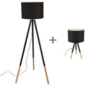 Set van tafel- en vloerlamp met kap zwart - Pip