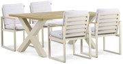 Tuinset 4 personen 180 cm Aluminium/teak Taupe Lifestyle Garden Furniture Faro/Cardiff