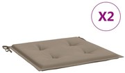 vidaXL Tuinstoelkussens 2 st 40x40x3 cm stof taupe