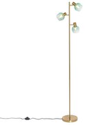 Art Deco vloerlamp goud met groen glas 3-lichts - Vidro