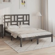 vidaXL Bedframe massief hout grijs 135x190 cm 4FT6 Double