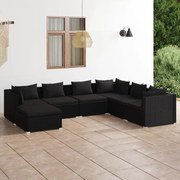 vidaXL 7-delige Loungeset met kussens poly rattan zwart