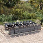 vidaXL 17-delige Tuinset met kussens poly rattan grijs