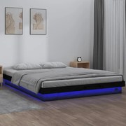 vidaXL Bedframe LED massief hout zwart 120x200 cm