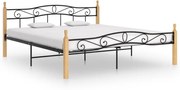 vidaXL Bedframe metaal en massief eikenhout zwart 180x200 cm