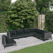 vidaXL 7-delige Loungeset met kussens poly rattan donkergrijs