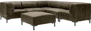 Goossens Excellent Hoekbank Marshall Met Hocker grijs, leer, 2 x 1,5-zits, urban industrieel