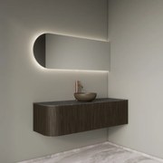 Gliss Design Alluro badmeubel ribbelfront met ronding links 140cm charcoal en zwart leisteen toppaneel