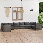 vidaXL 10-delige Loungeset met kussens poly rattan grijs