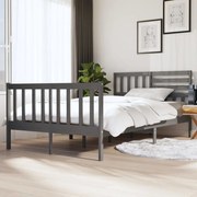 vidaXL Bedframe massief hout grijs 135x190 cm 4FT6 Double