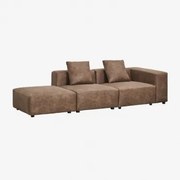 Bruna Modulaire Hoekbank Met Hoge Armleuning En Poef ↔︎285 Cm Bruin Koffie Suède - Sklum