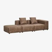 Modulaire Hoekbank Met Hoge Armleuning En Poef, 2-delig, Rechterkant (↔︎285 Cm) Bruna Bruin Koffie Suède - Sklum