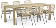 Tuinset 6 personen 210 cm Aluminium/Rope Taupe De Laan Projects