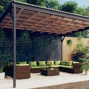 vidaXL 11-delige Loungeset met kussens poly rattan bruin