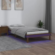 vidaXL Bedframe LED massief hout honingbruin 90x200 cm