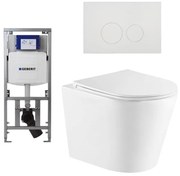 QeramiQ Dely Toiletset - 36.3x51.7cm - diepspoel - rimless - Geberit UP320 inbouwreservoir - met Burda frame - softclose toiletzitting - mat witte bedieningsplaat - ronde knoppen - mat wit SW1000766/0701131/SW706190/SW1026254