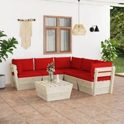 vidaXL 6-delige Loungeset met kussens pallet vurenhout