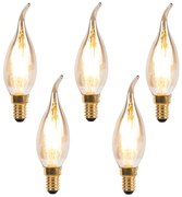 Set van 5 E14 dimbare LED filament tipkaarslamp 240V 3W 250 lm