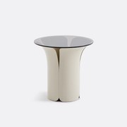 Bijzettafel, staal en rookglas, Tessen