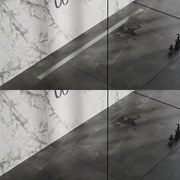 Brauer Douchegoot - 180x7x6.7cm - ondiepe vloerflens - zijuitloop - tegelinlegrooster omkeerbaar - RVS DR-MRF180NG