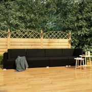 vidaXL 4-delige Loungeset met kussens poly rattan zwart