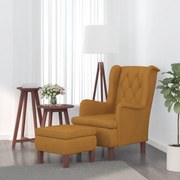 vidaXL Fauteuil met voetenbank fluweel bruin