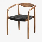 Set Van 4 Tuinstoelen Met Armleuningen Van Acaciahout En Gevlochten Touw Mallory Grijs – Antraciet - Sklum