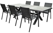 New Valley New Delhi dining tuinset 224x103xH74 cm 7 delig kruispoot