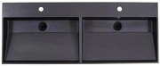 Lambini Designs Arona wastafel quartz 140cm dubbel met 2 kraangaten zwart mat