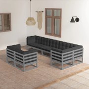 vidaXL 8-delige Loungeset met kussens massief grenenhout