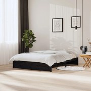 vidaXL Bedframe massief hout zwart 150x200 cm 5FT King Size