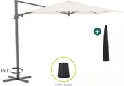 + 10% kassakorting | Parasol Shadowline Francisco | Inclusief hoes | Vierkant | 260x260cm | Met draaihendel | Wit | Kees Smit Tuinmeubelen