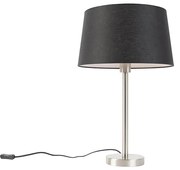 Stoffen Moderne tafellamp staal met zwarte kap 35 cm - Simplo Modern E27 rond Binnenverlichting Lamp