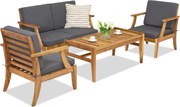 Danang Coffee 4 acaciahouten tuinmeubelen met Garden Point poefs