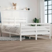 vidaXL Bedframe massief grenenhout wit 160x200 cm