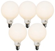 Set van 5 E27 dimbare LED lampen opaal G125 5W 450 lm 3000K