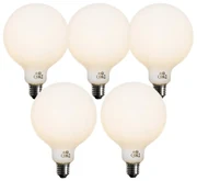 Set van 5 E27 dimbare LED lampen opaal G125 5W 450 lm 3000K