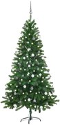 vidaXL Kunstkerstboom met LED's en kerstballen 180 cm groen