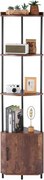 VEVOR 5-laags hoekschap, hoekstandaard met led-verlichting en deuren, displayplank, opbergrek met metalen frame en houten planken, staande plank, tentoonstellingsboekenplank voor slaapkamer, woonkamer, kantoor, bruin