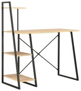 vidaXL Bureau met schappen 102x50x117 cm zwart en eikenkleurig