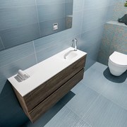 Mondiaz Ada 100cm toiletmeubel dark brown met wastafel talc rechts 1 kraangat