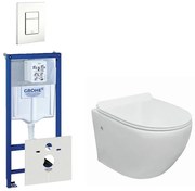 Nemo Go compact Toiletsetset - spoelrandloos - grohe inbouwreservoir - softclose - quickrelease - bedieningsplaat verticaal - wit 0720003/0729205/sw242519/