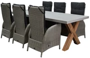 Menorca Norwich dining tuinset 240x100xH75 cm 7 delig grijs